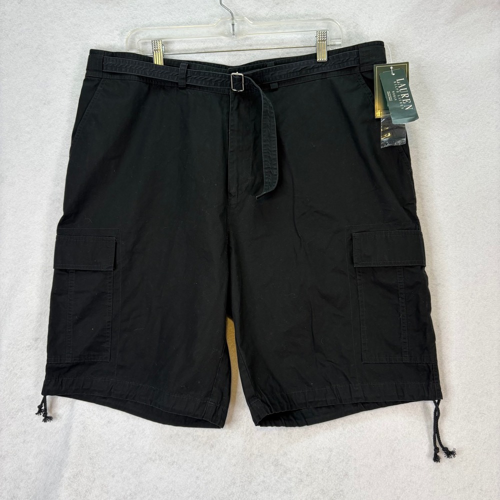 NWT‎ Lauren Ralph Lauren Woman's Plus Sz 18W Black Belted Cotton Cargo Shorts